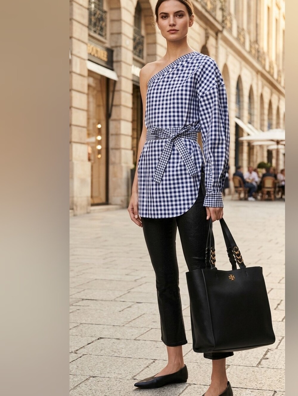 Tory Burch Black Leather and Suede Tote with Tassel - Picture 5 of 5